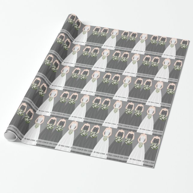 Personalized Black Bridal Shower Wrapping Paper (Unrolled)