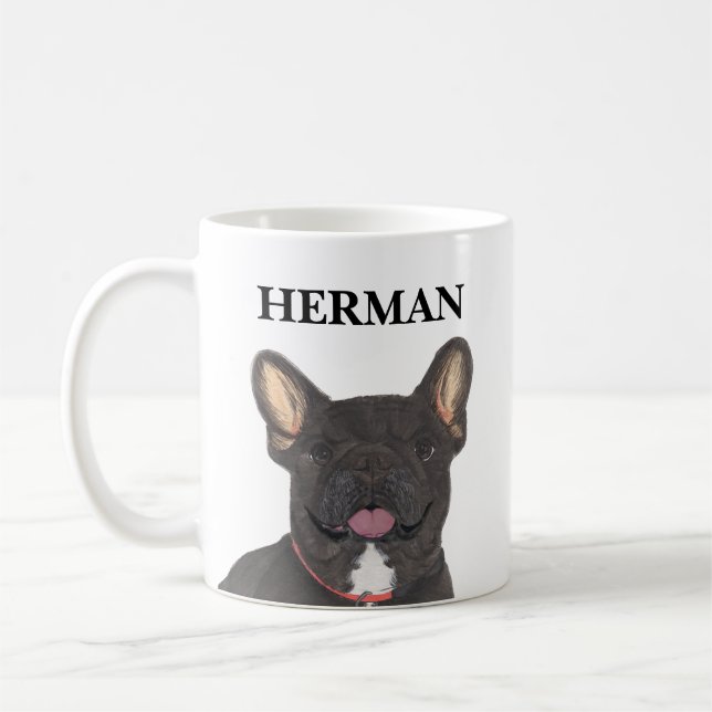Personalized Black Brindle Frenchie French Bulldog Coffee Mug (Left)