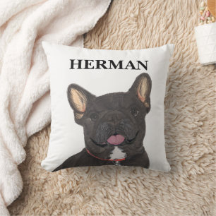 Personalized Black Brindle Frenchie French Bulldog Throw Pillow