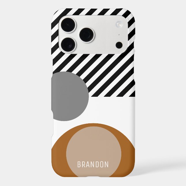 Personalized Black Brown Circles Art Pattern Iphone Case (Back)