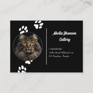Personalized Black Business Card For Cattery 