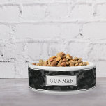 Personalized Black Camo Pattern Pet<br><div class="desc">For the most awesome pets,  this cool personalized bowl for dogs or cats features a black and dark olive green camouflage pattern with your pet's name in the center.</div>