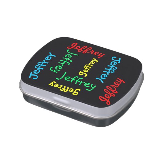Personalized Black Candy Tin Party Favor Custom (Side)