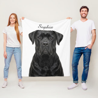 Personalized Black Cane Corso Pet Photo Blanket