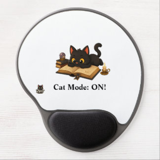 Personalized Black Cat Book Lover Custom Name Mous Gel Mouse Pad