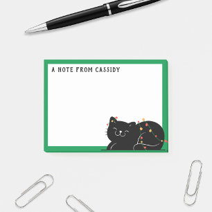 Personalized Black Cat Christmas Post-it Notes