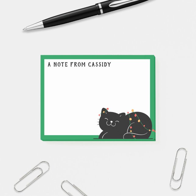 Personalized Black Cat Christmas Post-it Notes (Creator Uploaded)