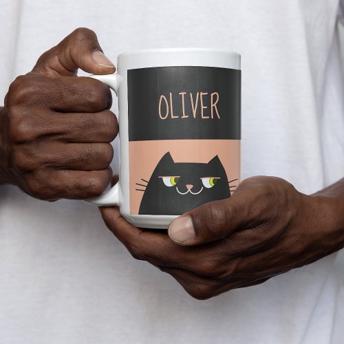 Personalized Black Cat Coffee Mug