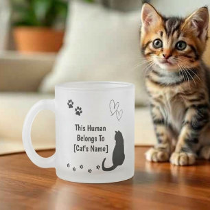 Personalized Black Cat Frosted Glass Mug