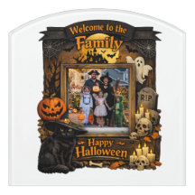 Personalized Black Cat Halloween Family Photo Fram