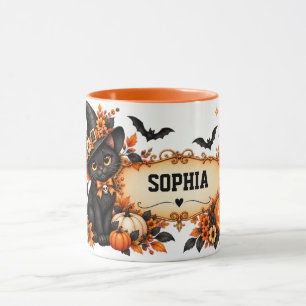 Personalized Black Cat Halloween Mug