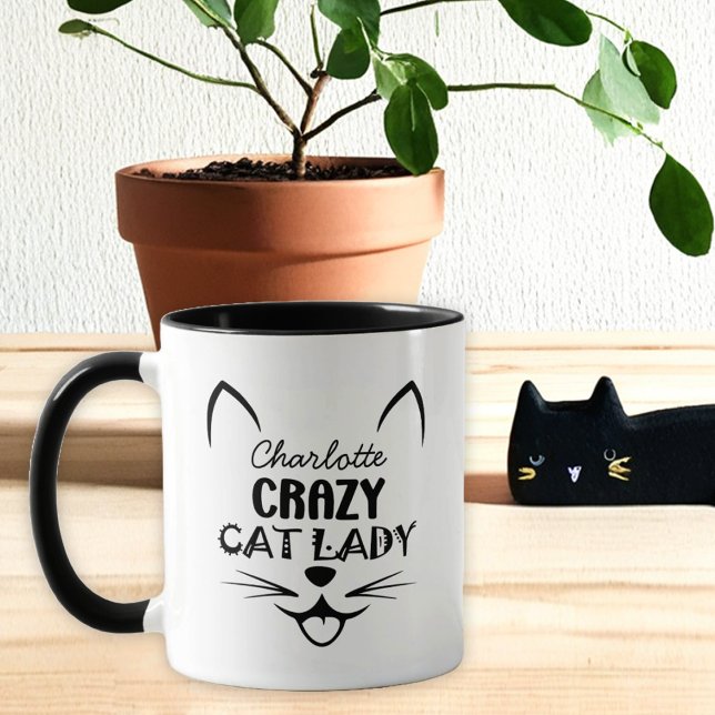 Personalized Black Cat Lady Name Mug (Creator Uploaded)