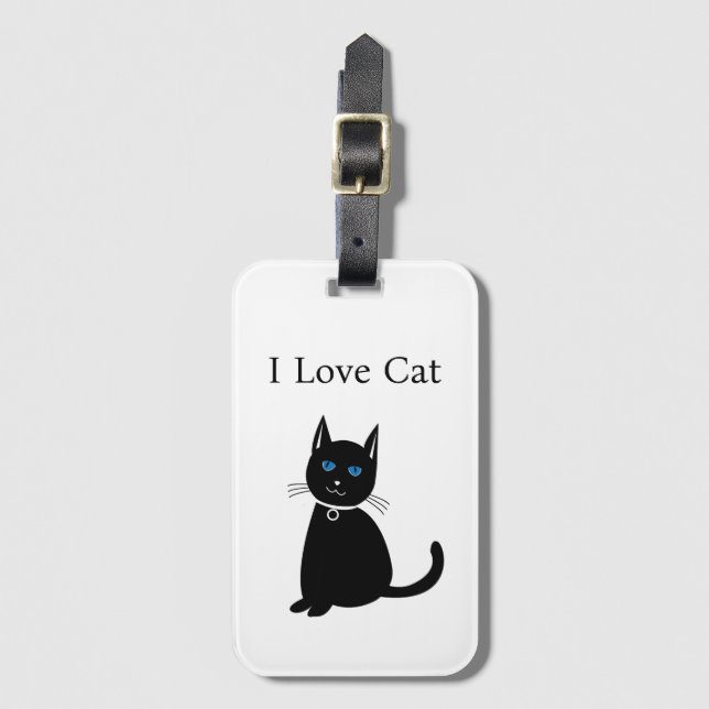 Personalized Black Cat  Luggage Tag (Front Vertical)