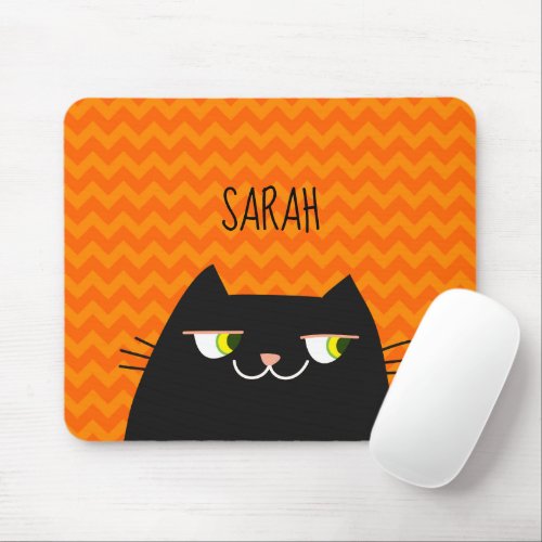 Personalized Black Cat Mouse Pad