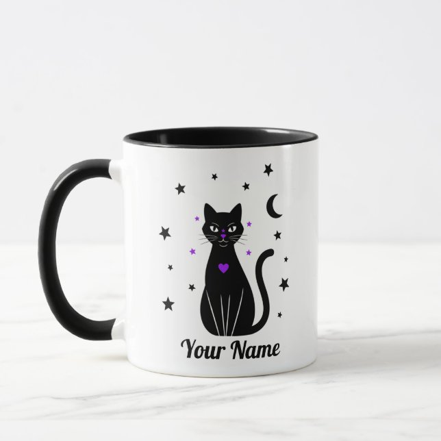 Personalized Black Cat mug (Left)