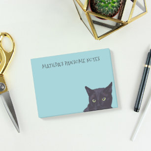 Personalized Black Cat Name Pawsome Post-It Notes