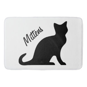 Personalized black cat non slip bathroom bath mat