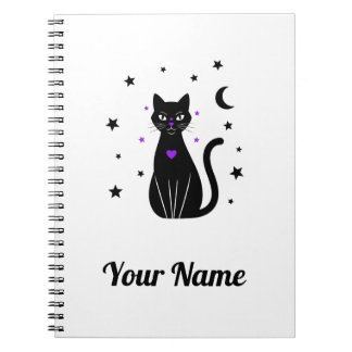 Personalized Black Cat Notebook