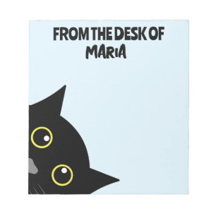 PERSONALIZED BLACK CAT PEEKING NOTE PAD STATIONERY
