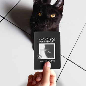 Personalized Black Cat Pet Photo Passport Holder by blackcatlove at Zazzle