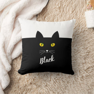 Personalized Black Cat Pillow, Gift for Cat Lovers Throw Pillow