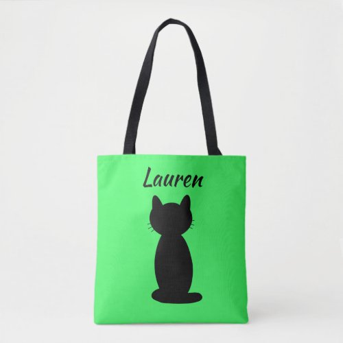 Personalized Black Cat Silhouette  Tote Bag