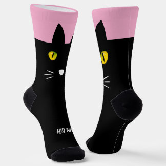 Personalized Black Cat Socks - Cats Custom Gift