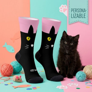 Personalized Black Cat Socks - Cats Custom Gift 