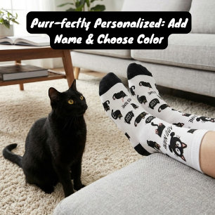 Personalized Black Cat Socks - Custom Cat Lover Gi