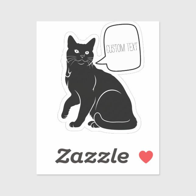 Personalized Black Cat Speech Bubble Laptop  Sticker (Sheet)