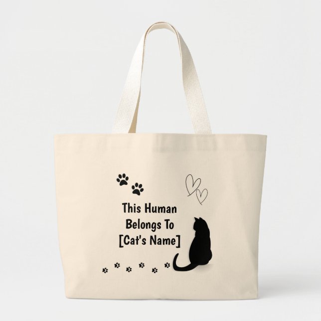 Personalized Black Cat Tote Bag (Front)
