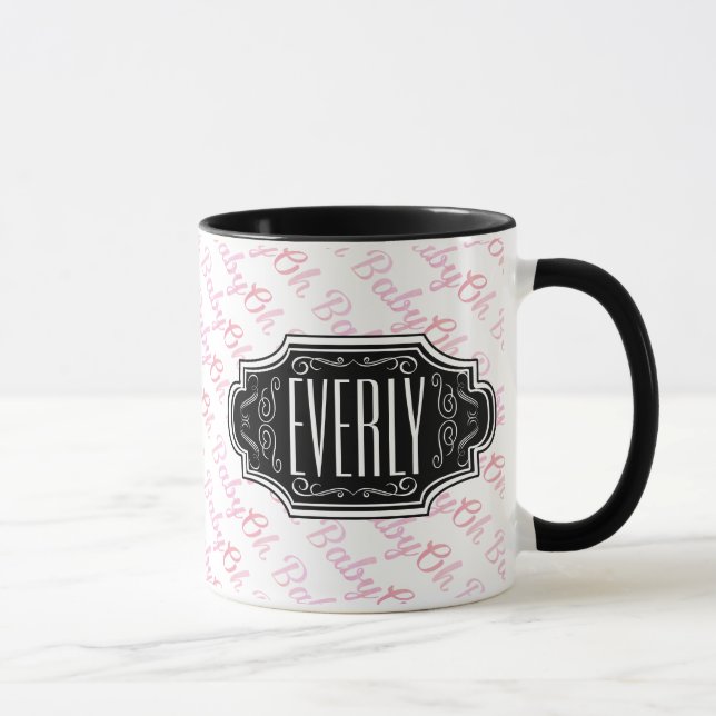 Personalized Black Chalkboard Name Plate Mug (Right)