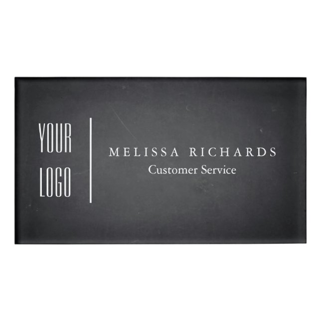 Personalized Black Chalkboard Small Name Badge (Front)