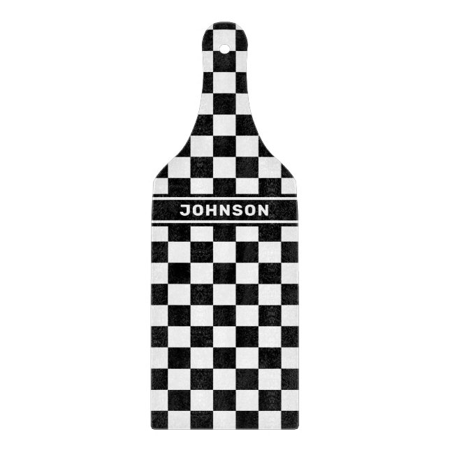 Personalized Black Checkered Cutting Board (Front)