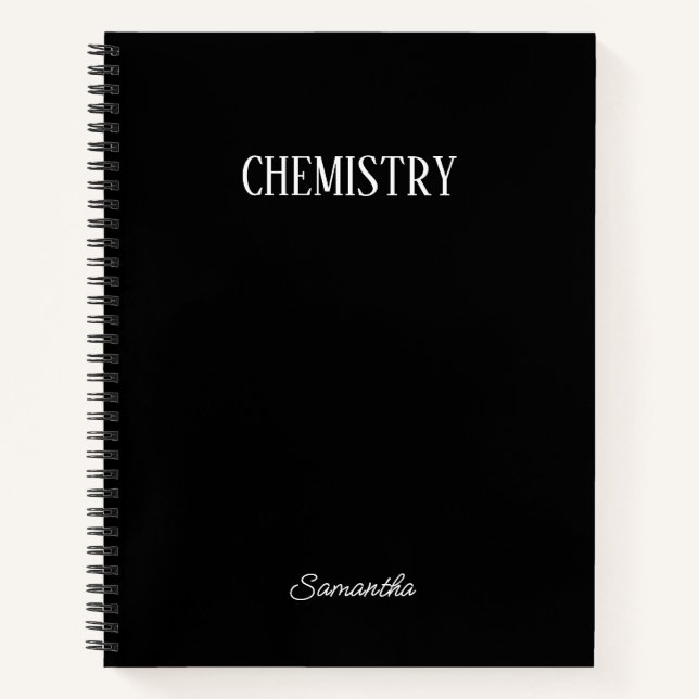  Personalized Black Chemistry Subject Notebook (Front)
