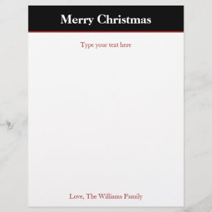 Personalized Black Christmas Holiday Stationary