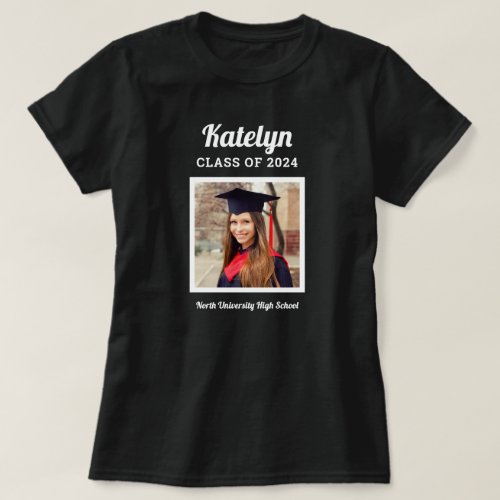 Personalized Black Class of 2024 Graduation Photo T_Shirt