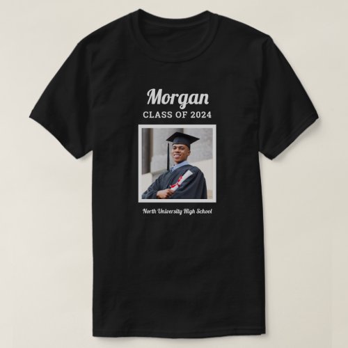 Personalized Black Class of 2024 Graduation Photo T_Shirt