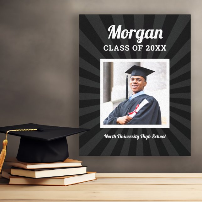 Personalized Black Class of 2026 Graduation Photo Canvas Print (Creator Uploaded)