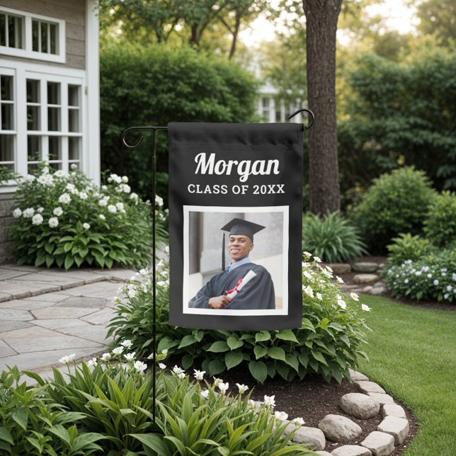 Personalized Black Class of 2026 Graduation Photo  Garden Flag (Creator Uploaded)