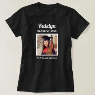 Personalized Black Class of 2026 Graduation Photo T-Shirt