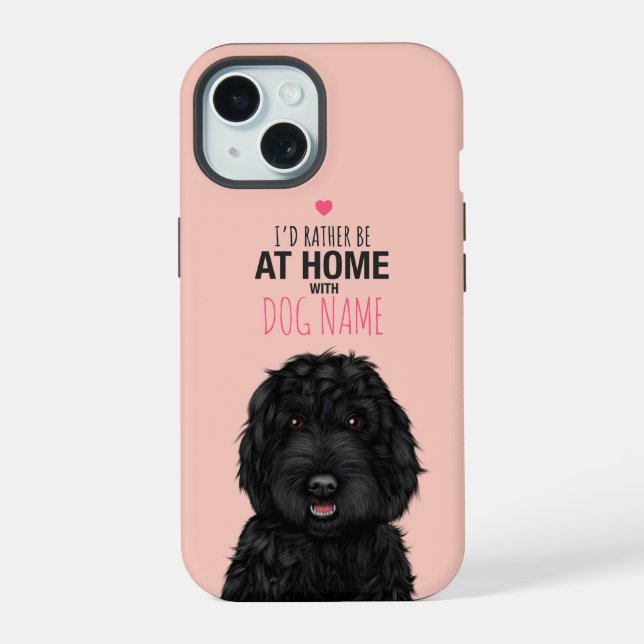 Personalized Black Cockapoo  Iphone Case (Back)