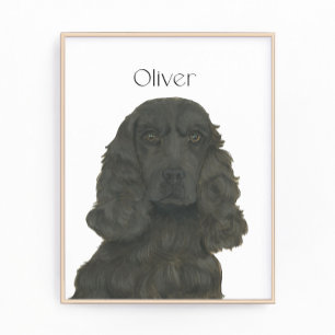 Personalized Black Cocker Spaniel Art Photo Print