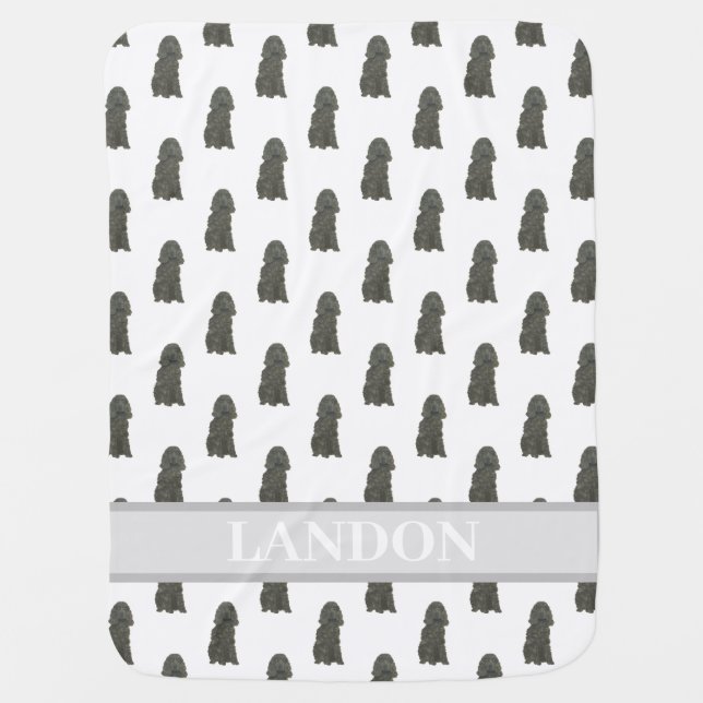 Personalized Black Cocker Spaniel Baby Blanket (Front)