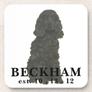 Personalized Black Cocker Spaniel Beverage Coaster