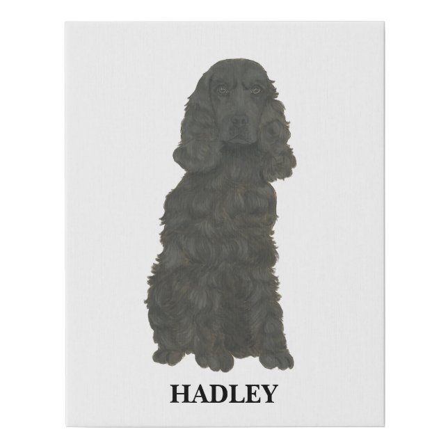 Personalized Black Cocker Spaniel Beverage Coaster Faux Canvas Print (Front)