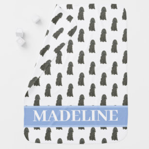 Personalized Black Cocker Spaniel Blue Baby Blanket