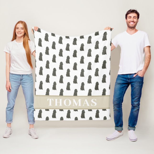 Personalized Black Cocker Spaniel Fleece Blanket (In Situ)