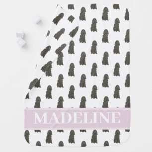 Personalized Black Cocker Spaniel Pink Baby Blanket