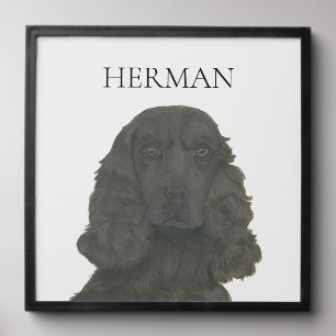 Personalized Black Cocker Spaniel Portrait Peel And Stick Photo Tile